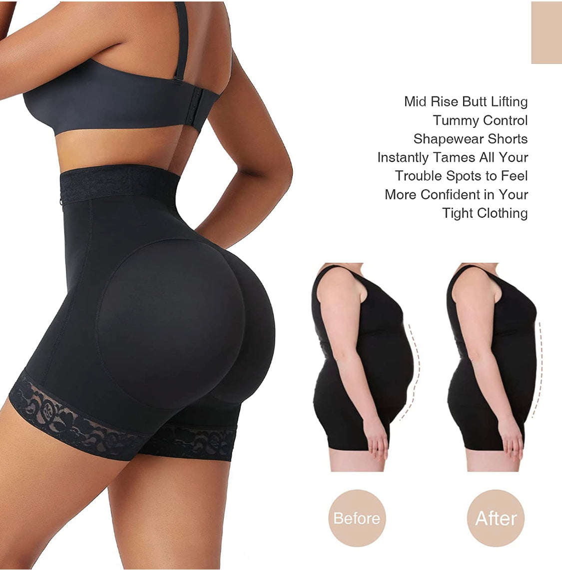 09226 - HIGH WAISTED COMPRESSION SHORTS WITH ULTRA BUTTLIFTER – SHAPERS